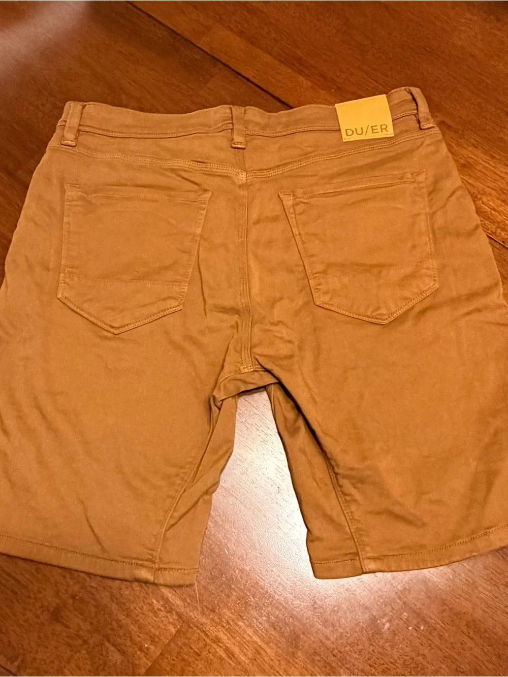 DU/ER N2X No Sweat Slim Fit Shorts Mens Size 34 Brown Stretch Performance Chino